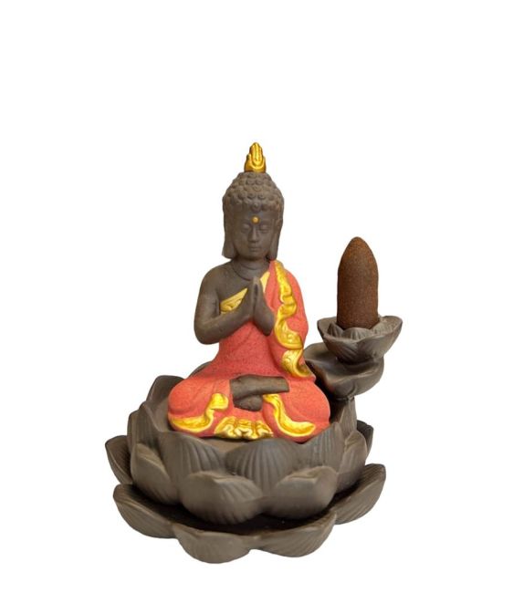 Portaincenso a riflusso Buddha rosa - Fiore di loto 11 cm