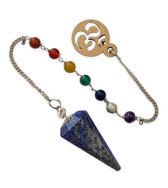 Pendolo conico di Lapis Lazuli 7 chakras & om 12 facce