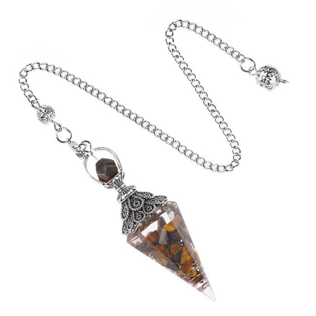 Pendolo in Orgonite Occhio di Tigre 6 facce