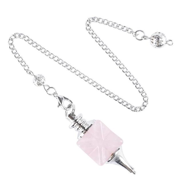 Pendolo divinatorio Merkaba, quarzo rosa