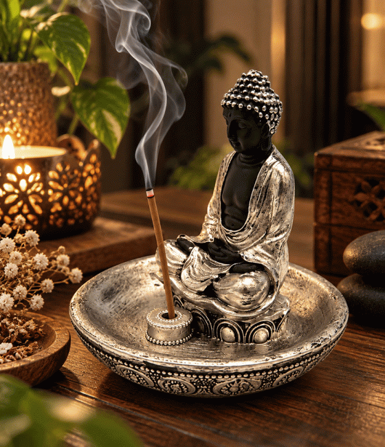 incenso ad Porta Incenso Buddha Meditazione Dorato in Resina 11 cm|it