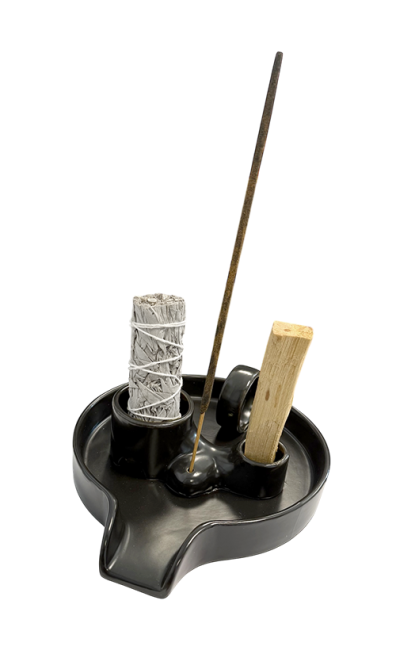 incenso ad Porta incenso in ceramica nera per Palo Santo e Salvia Bianca 18,50 cm|it