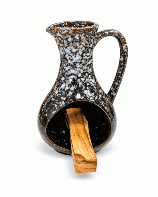 incenso ad Bruciaincenso in ceramica nera screziata 12 cm