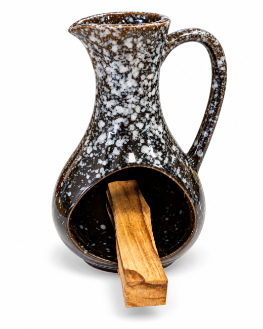 incenso ad Bruciaincenso in ceramica nera screziata 12 cm