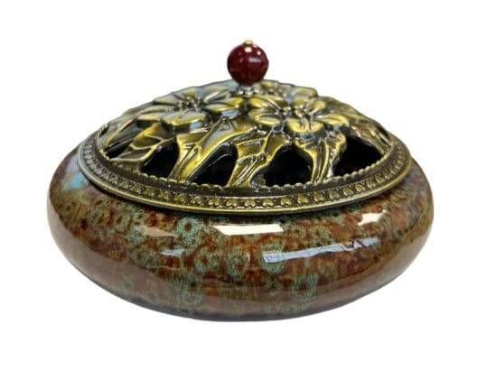 Portaincenso in ceramica Marrone-Blu 14cm