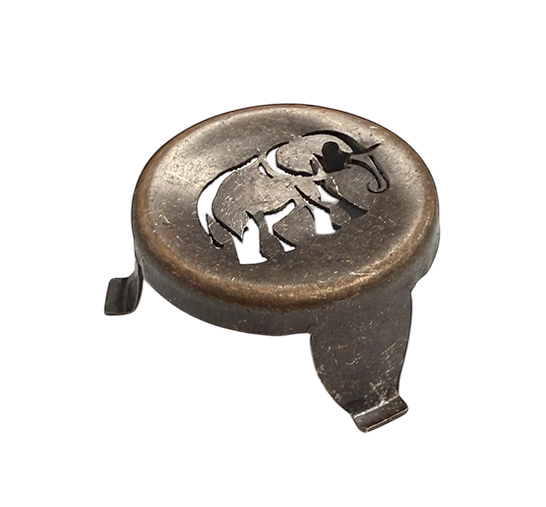 Porta carbone in metallo a forma di elefante