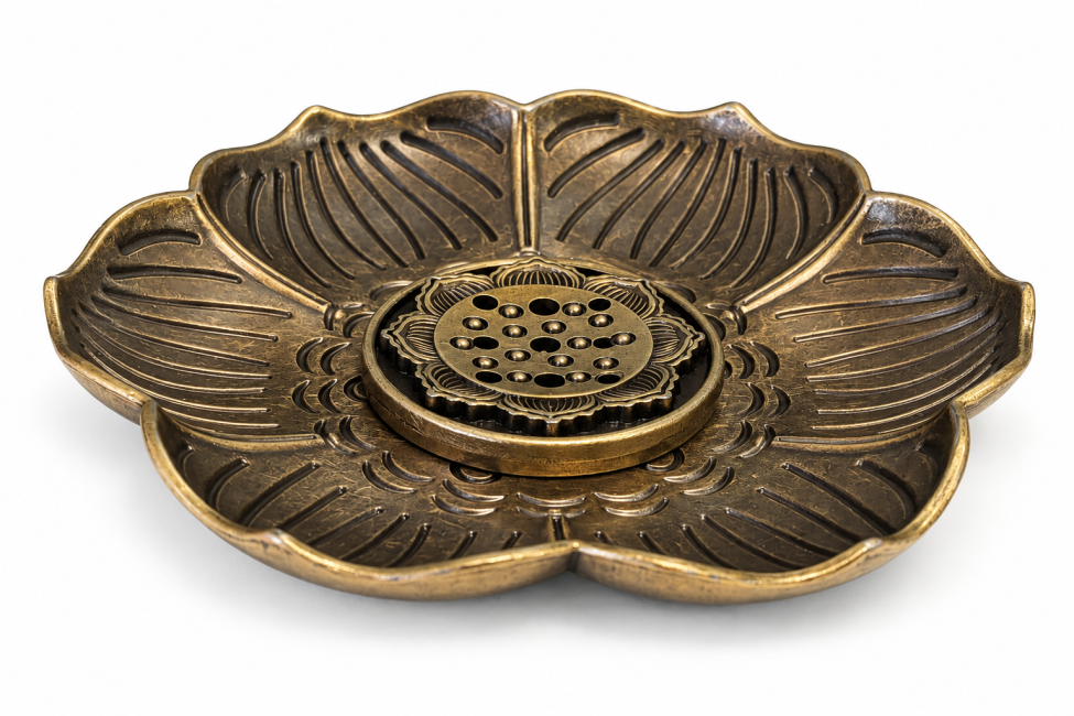 incenso ad Portaincenso in metallo Lotus 8.5 cm