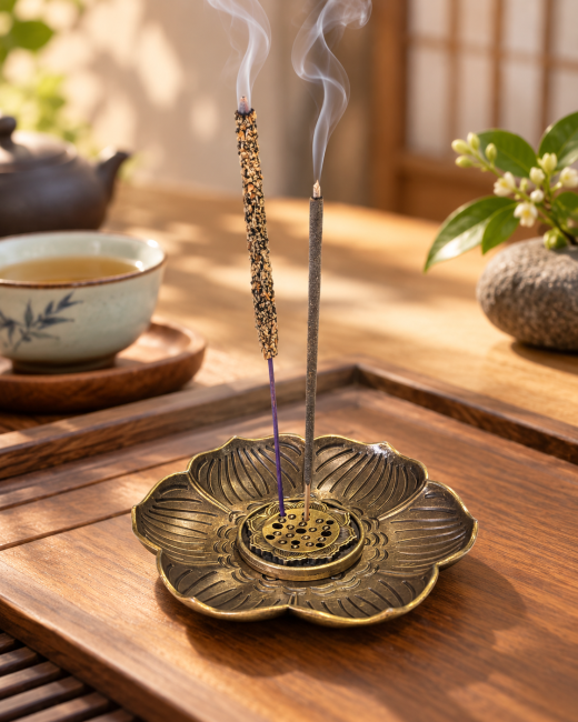 incenso ad Portaincenso in metallo Lotus 8.5 cm|it