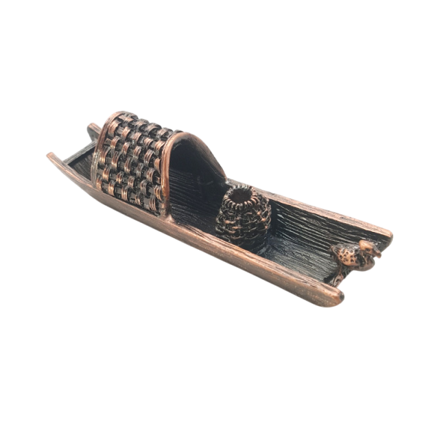 Porta incenso in metallo color rame 9.5 cm