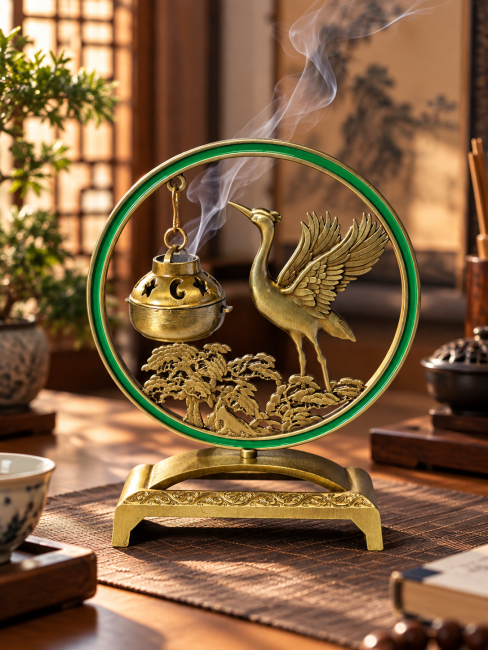 incenso ad Bruciaincenso sospeso con decoro cervo e pino 15,5 cm|it