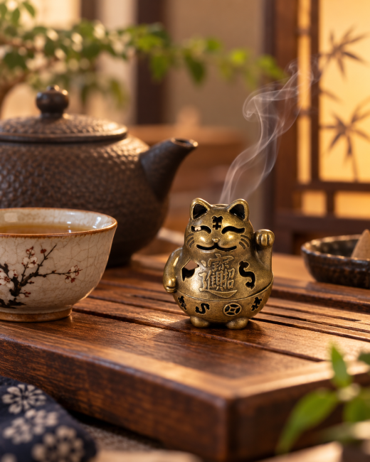incenso ad Bruciaincenso Maneki-neko bronzo 4,9 cm – Set da 3|it