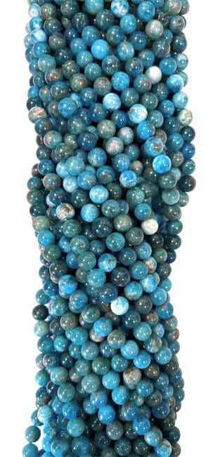 Perle di apatite A blu 8mm su un filo di 40 cm