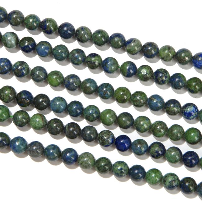 Perle di azzurrite e malachite da 6 mm su filo da 40 cm