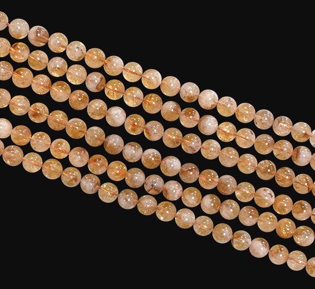 Citrino riscaldato A perle 8-9 mm su un filo di 40 cm