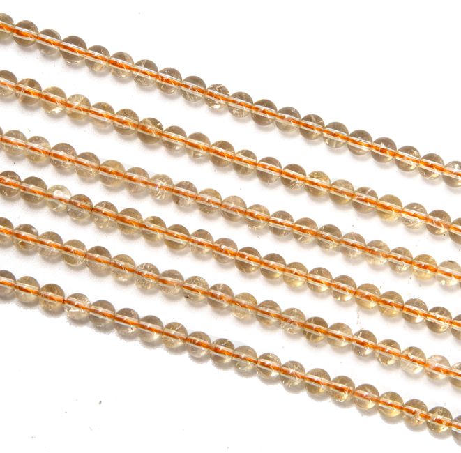 Citrino naturale Con perle da 4 mm su filo da 40 cm