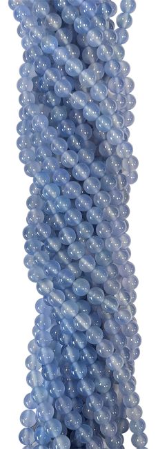 Perline di Calcedonio Blu A da 6mm su filo da 40cm