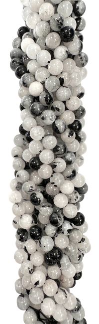 Perline di Cristallo di rocca Tormalina A da 6mm su filo da 40cm