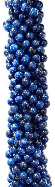 Perline di cianite blu AA riscaldate da 6 mm su un filo da 40 cm