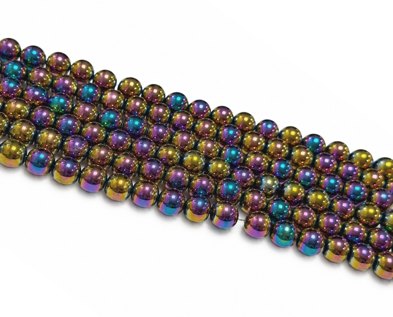 incenso ad Filo di Perle Rotonde in Ematite Rainbow A 6mm