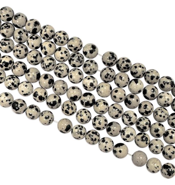 Perle di diaspro dalmata 6 mm su un filo di 40 cm