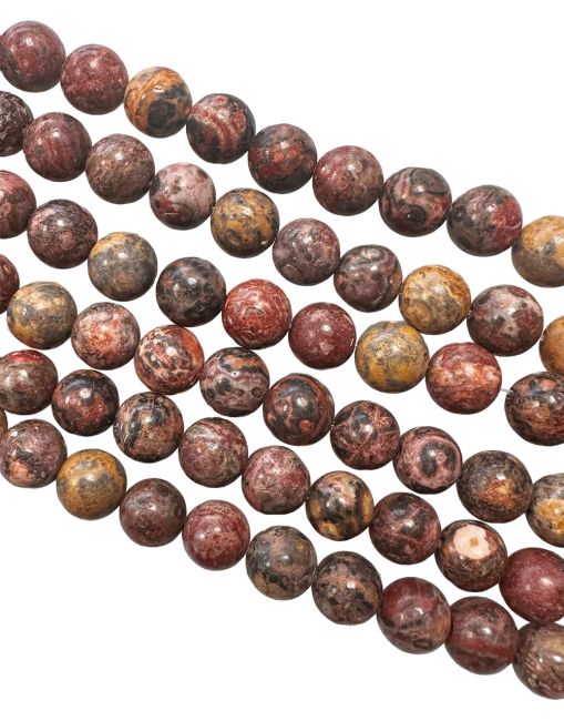 Perle di diaspro orbicolare leopardato da 6 mm su filo da 40 cm