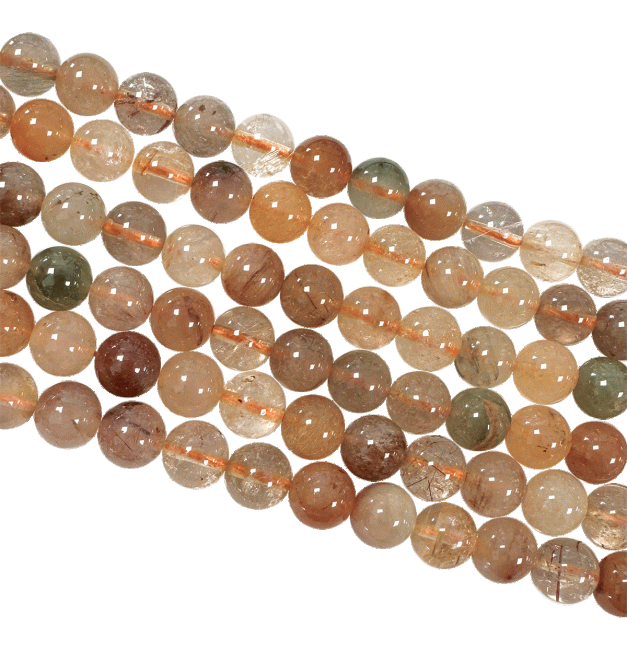 Perline di cristallo di rocca rutile multicolore A 8 mm su filo da 40 cm