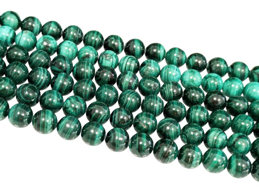 Perle di malachite da 10 mm su un filo da 40 cm