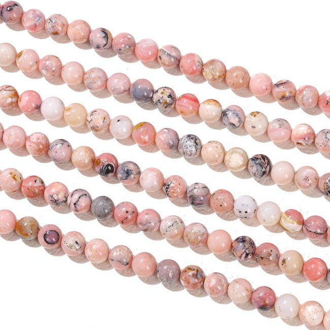 Perle di opale rosa da 6 mm su filo da 40 cm