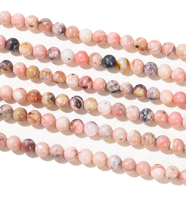 Perle di opale rosa da 8mm su filo da 40 cm