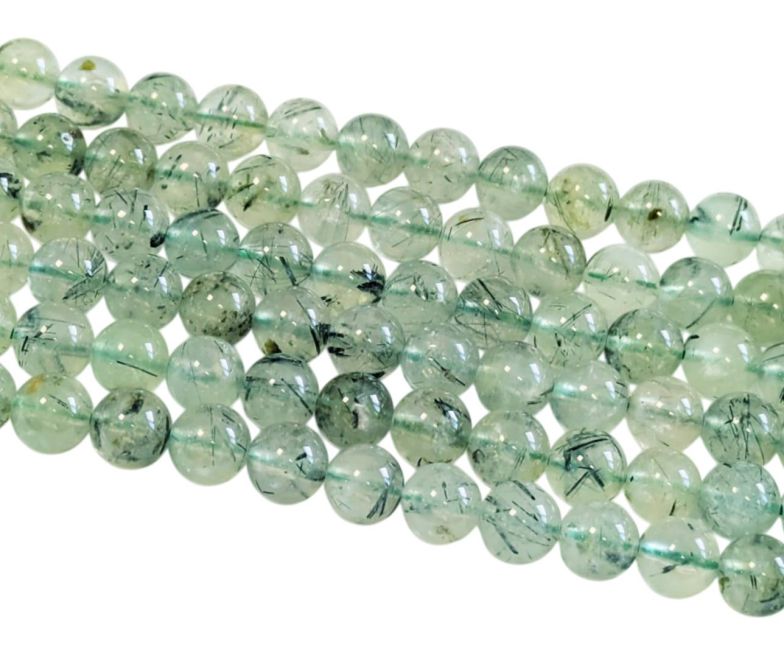 Perline di Prehnite A da 8mm su filo da 40cm