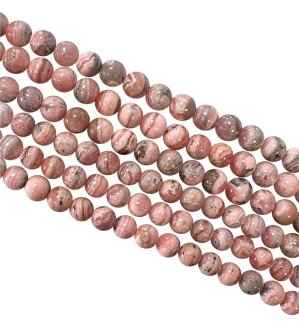 Perle di rodocrosite argentina da 5-6 mm su filo da 40 cm