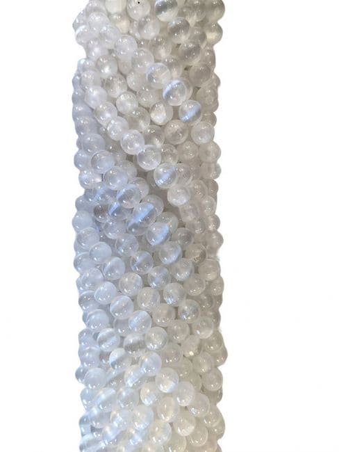 Perline di Selenita Occhio de Gatto AA da 8mm su filo da 40cm