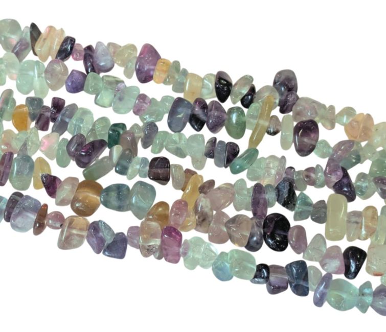 Chip di fluorite AA multicolore da 3-8 mm su filo da 80 cm
