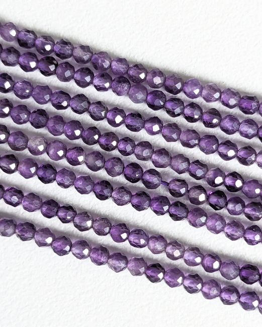 Perline di ametista sfaccettata AA da 3 mm su filo da 40 cm