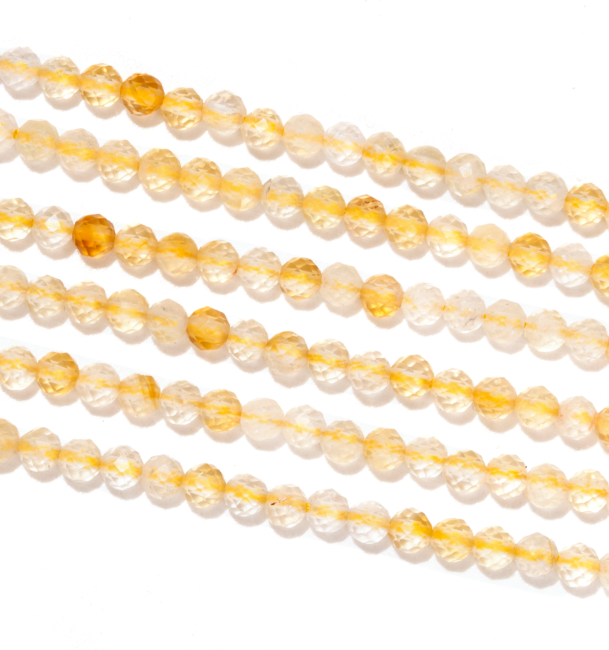 Citrino naturale sfaccettato A perle da 3 mm su filo da 40 cm
