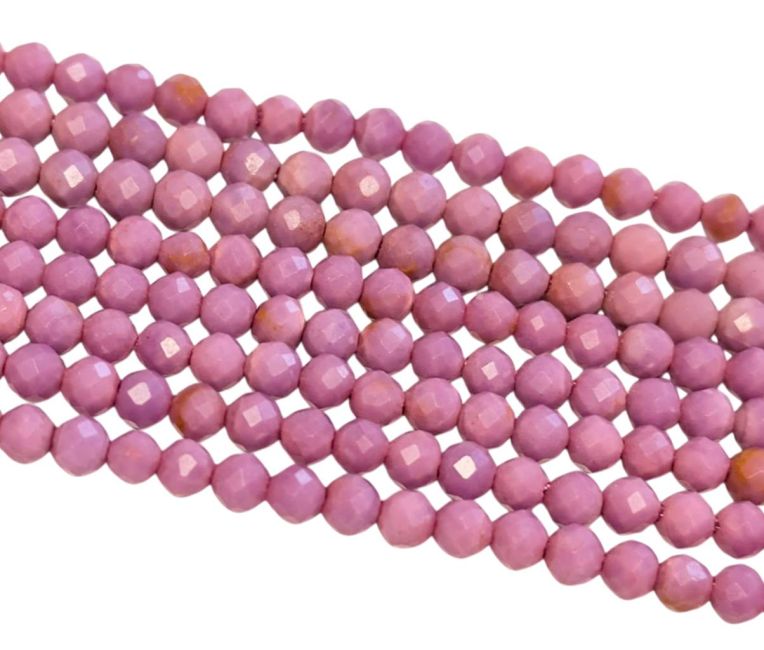 Perline AA sfaccettate di lepidolite mica malva da 3 mm su filo da 40 cm