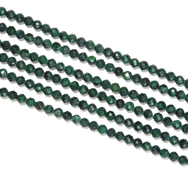 Perle sfaccettate di malachite AA da 3 mm su filo da 40 cm