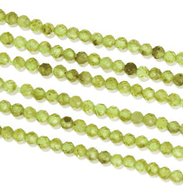 Perline A di peridoto sfaccettato da 3 mm su filo da 40 cm