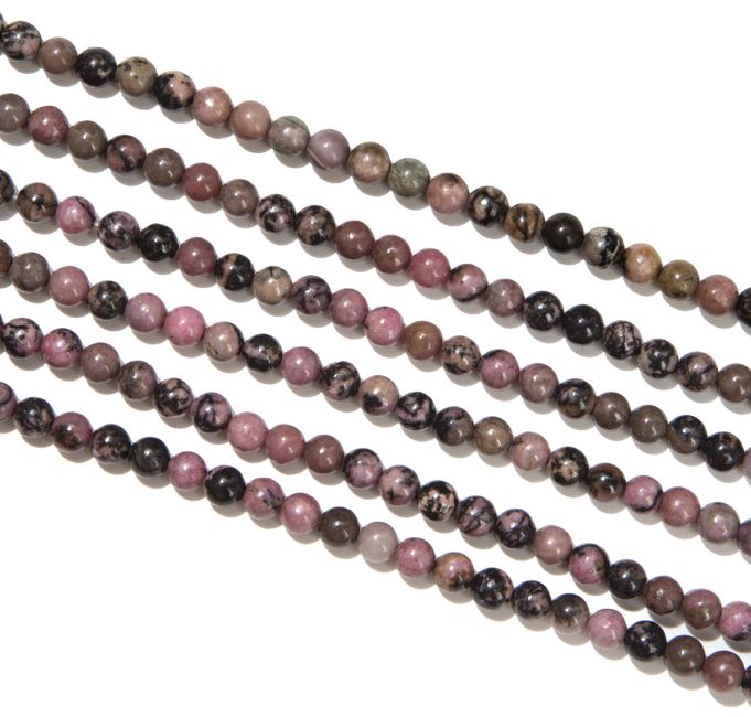 Rodonite sfaccettata A perle da 3 mm su filo da 40 cm