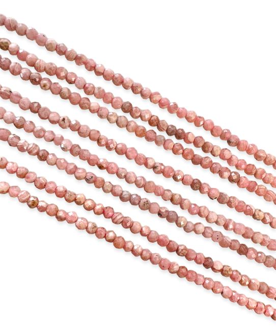 Perle argentine di rodocrosite sfaccettata AA da 3 mm su filo da 40 cm