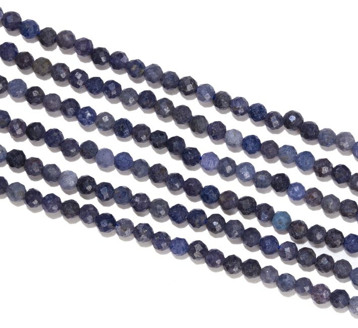 Perline sfaccettate di zaffiro blu AB da 3 mm su filo da 40 cm