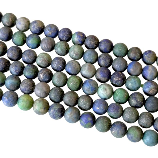 Perle opache di malachite azzurrite da 4 mm su filo da 40 cm