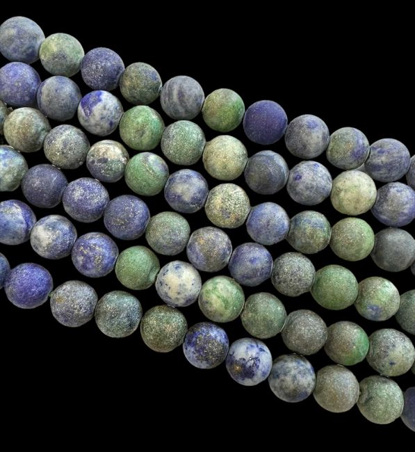 Perle opache di azzurrite malachite 6 mm su un filo di 40 cm