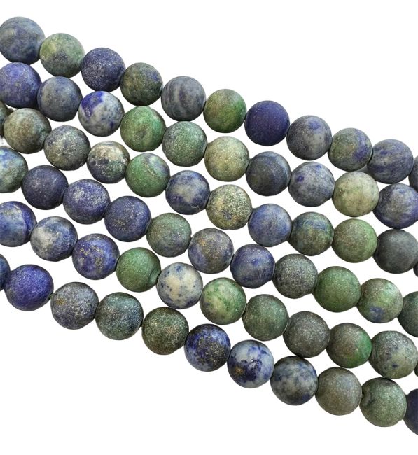 Perle opache di azzurrite malachite 8 mm su un filo di 40 cm