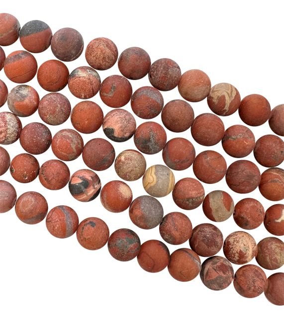 Perle opache di diaspro rosso 6 mm su un filo di 40 cm