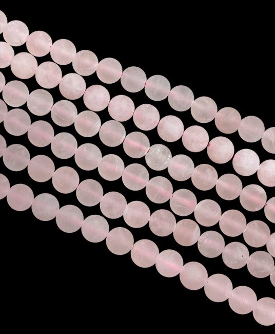 Quarzo rosa A perle opache 6mm su un filo di 40cm