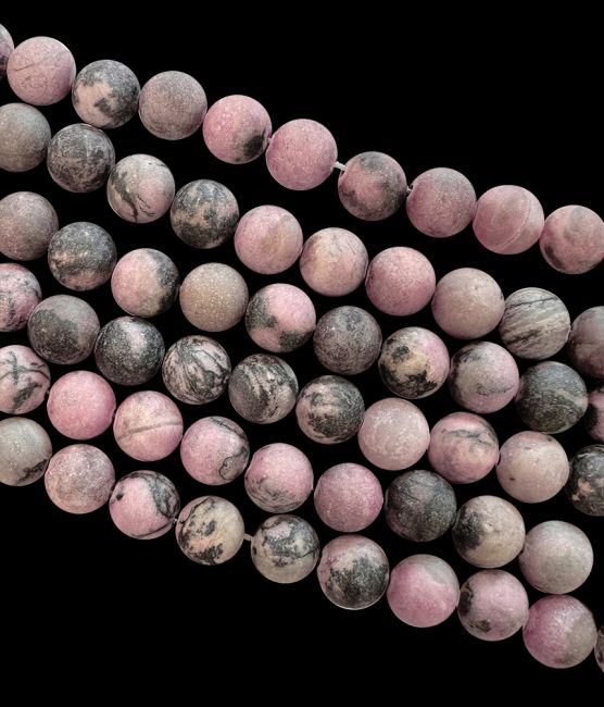 Perle opache di rodonite 6 mm su un filo di 40 cm