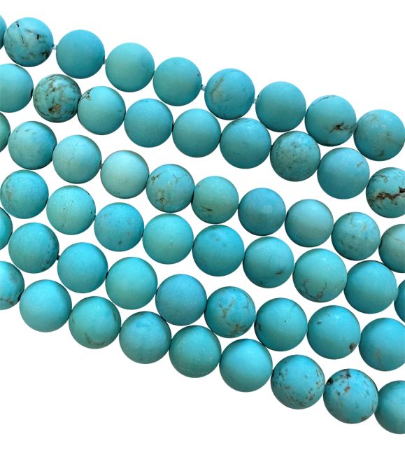Turquénite Howlite naturale tinto Perle opache di 6 mm su un filo di 40 cm