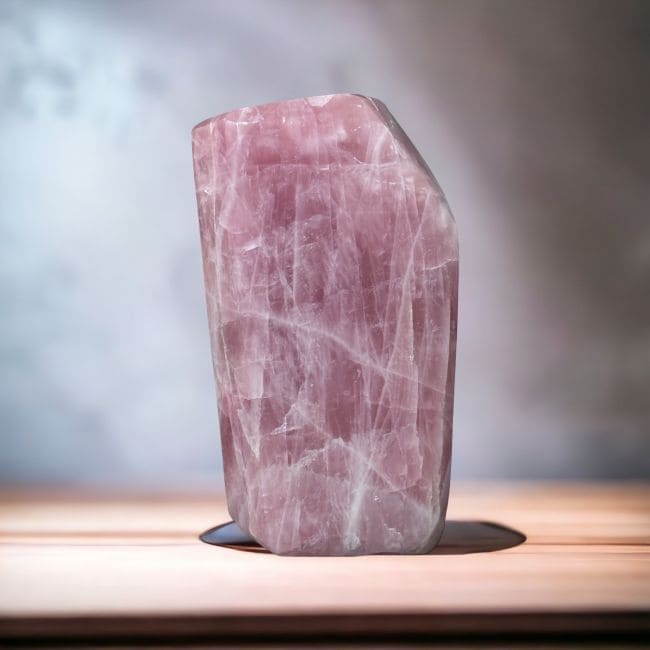 Blocco di quarzo rosa lucido 1.490 kg