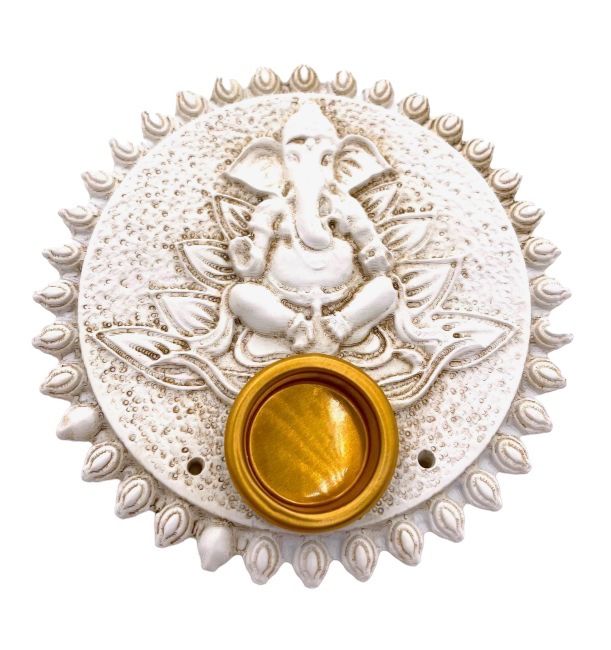 6 porta incenso Ganesh bianco da 9 cm